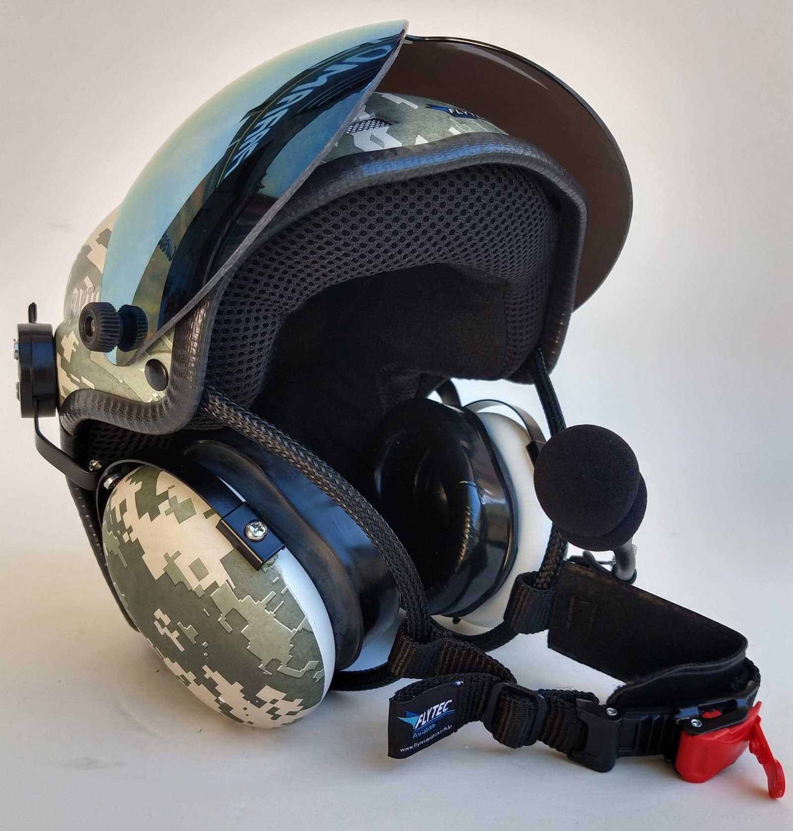 CAPACETE RAPTOR COMBAT FOREST COR CAMUFLADO COM VISEIRA AZUL IRIDIUM - Imagem 5
