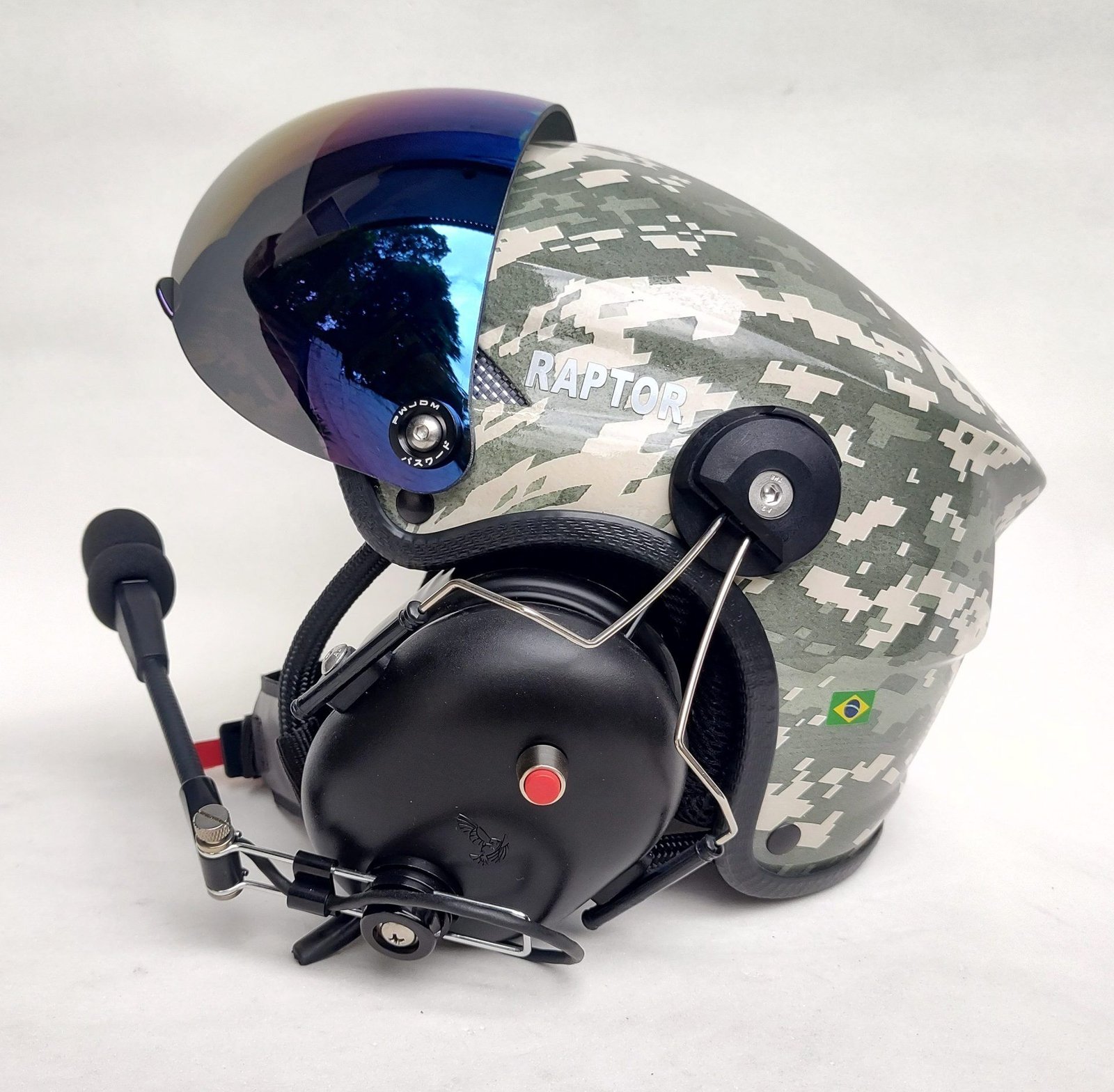 CAPACETE RAPTOR COMBAT FOREST COR CAMUFLADO COM VISEIRA AZUL IRIDIUM - Imagem 9