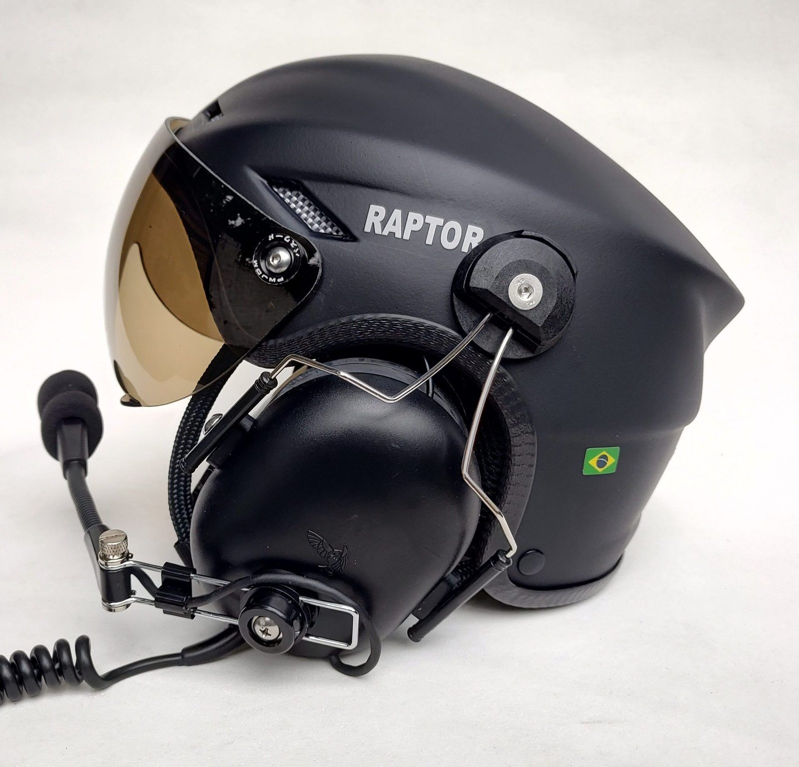CAPACETE RAPTOR COR PRETO FOSCO COM VISEIRA MODELO TOP GUN E SISTEMA DE PRENDER A FONIA MODELO TIPO 3M - Imagem 2