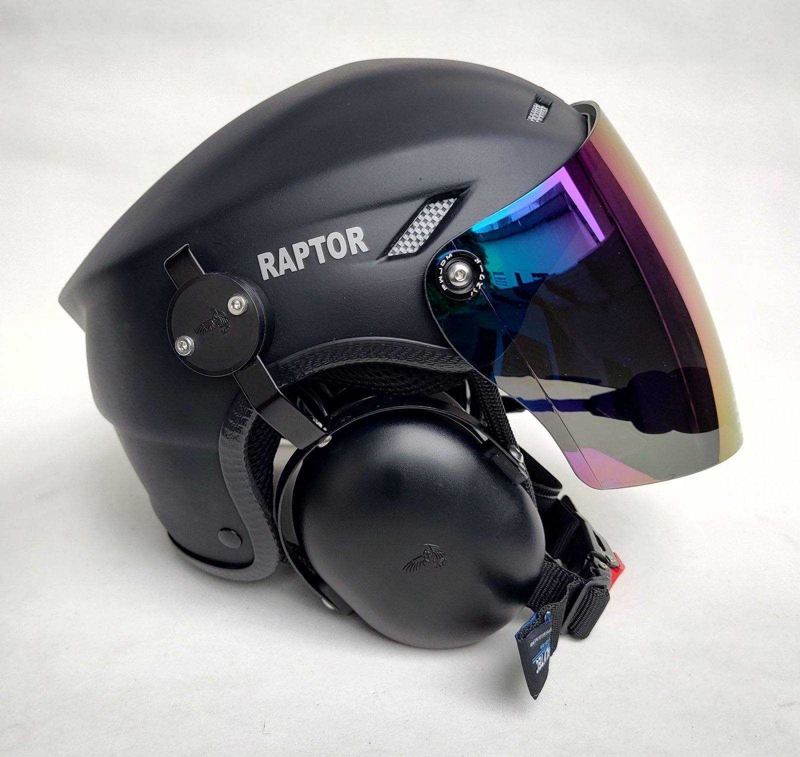 CAPACETE RAPTOR COR PRETO FOSCO COM VISEIRA MODELO FULL FACE E SISTEMA DE PRENDER A FONIA MODELO FLYTEC - Imagem 16