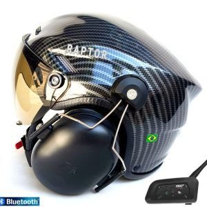 CAPACETE RAPTOR COM ABAFADOR DE RUÍDO E SISTEMA BLUETOOTH INTERCOMUNICADOR V6 PLUS SEM CONEXÃO PRA RÁDIO