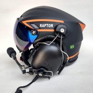 CAPACETE RAPTOR PLUS PINTURA PRETO FOSCO COM FAIXAS LARANJA