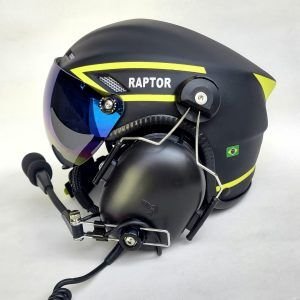 CAPACETE RAPTOR PLUS PINTURA PRETO FOSCO COM FAIXAS AMRELO