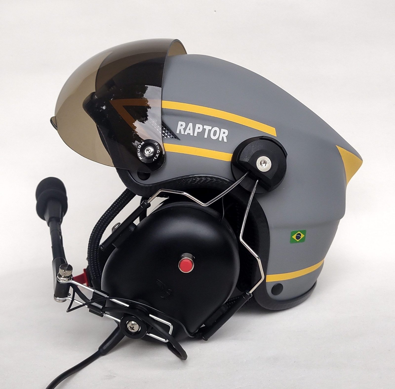 CAPACETE RAPTOR PLUS PINTURA CINZA FOSCO COM FAIXAS AMARELO - Imagem 7