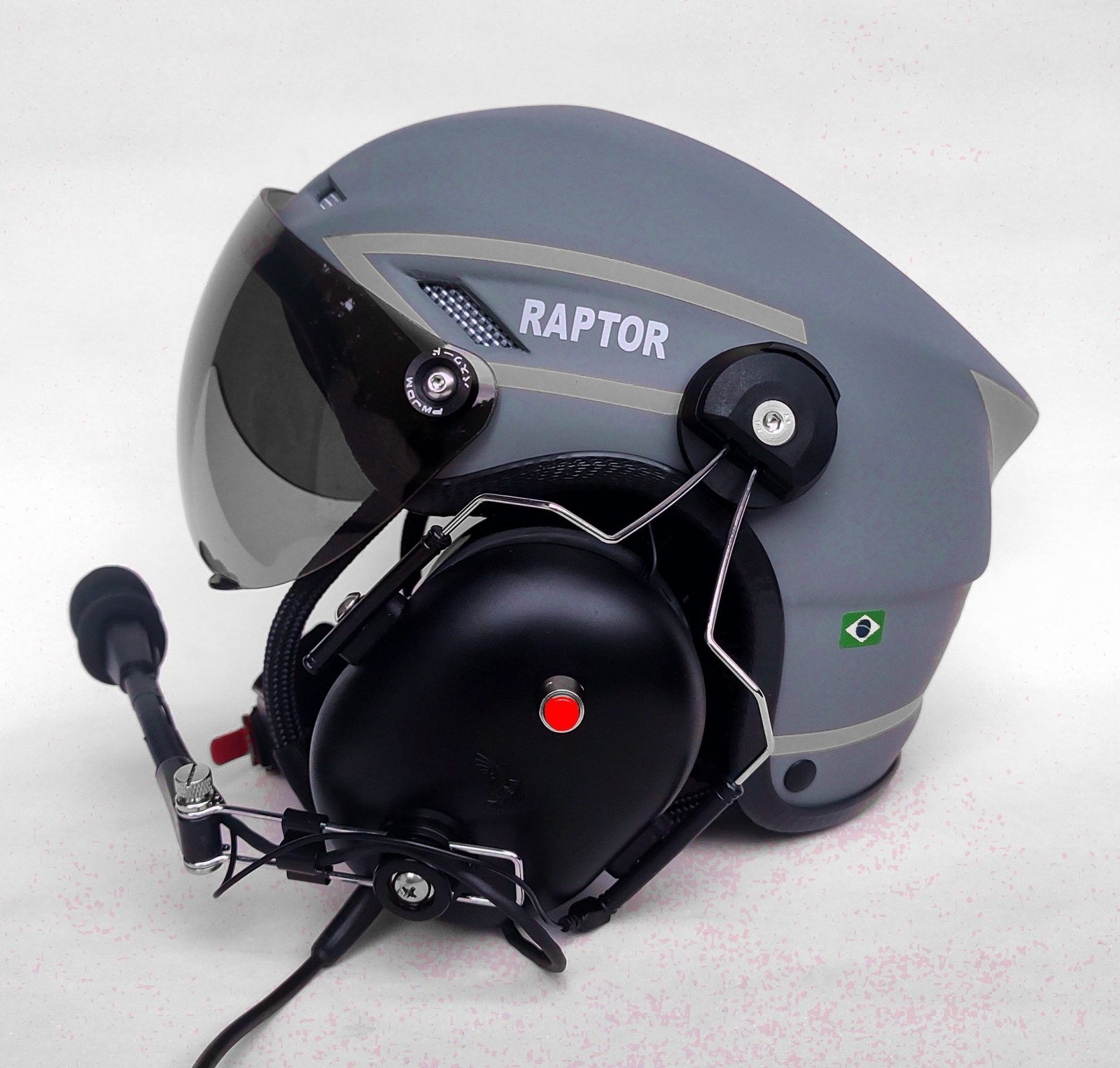 CAPACETE RAPTOR PLUS PINTURA CINZA FOSCO COM FAIXAS AMARELO - Imagem 2